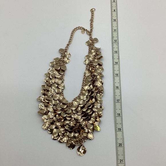 2171. Multi Gold Disc Cascading V-Formation Collar Necklace EUC - Picture 3 of 3